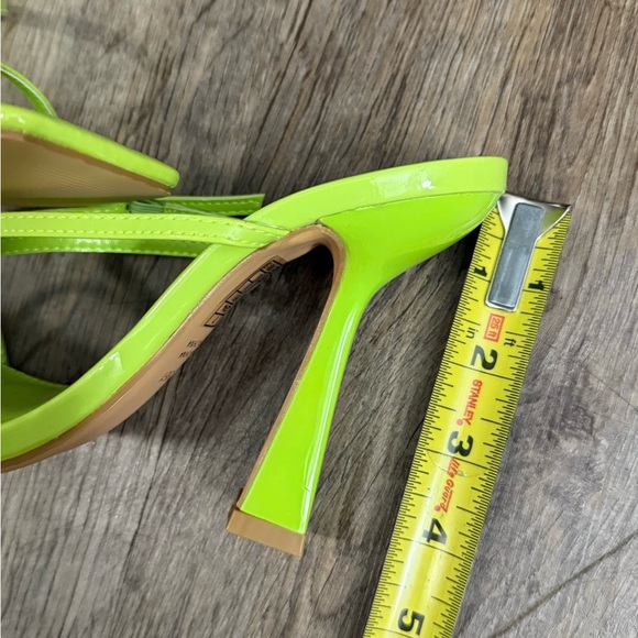 Lime Green Square Block Strappy Heels - Picture 5 of 11